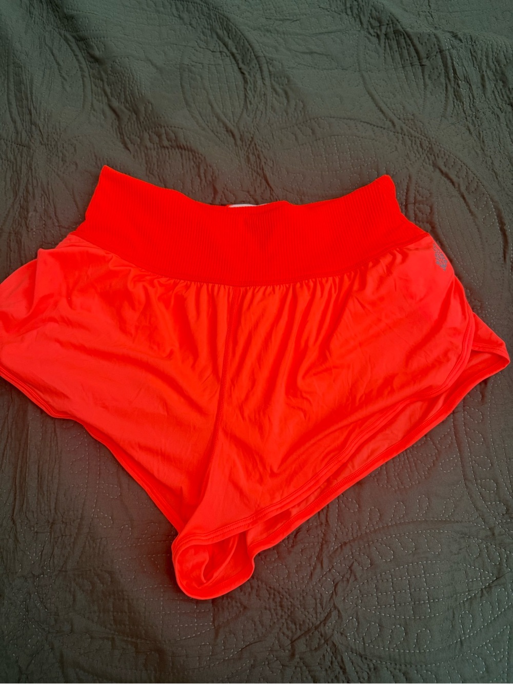 FP Movement by Free People Bright Orange “Carp Diem” High-Waist Athletic Shorts
